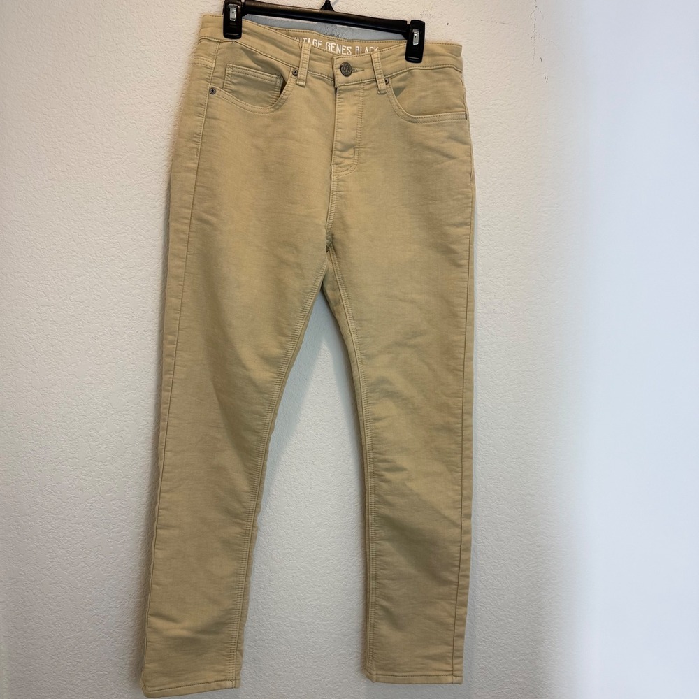 Vintage Genes Black Men's Slim Fit Casual Chino Pants Khaki W30 L30